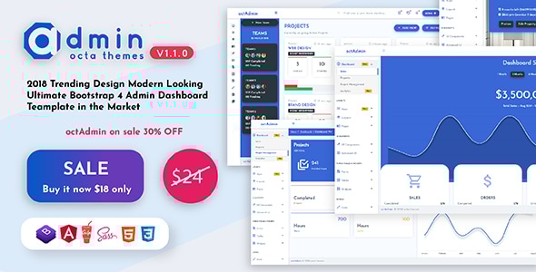 OctAdmin - Responsive Multipurpose Bootstrap 4 Admin Template - Admin Templates Site Templates