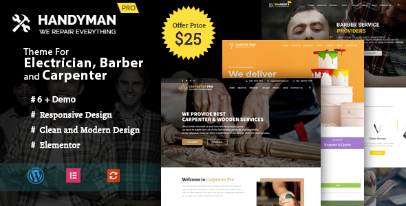Handyman - WordPress Theme for Electrician, Barber, Carpenter Services - Corporate WordPress