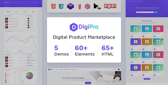 DigiPro - Digital Marketplace HTML Template with Dashboard - Shopping Retail
