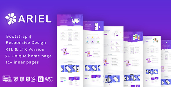Ariel - App Landing Page Template + RTL - Software Technology
