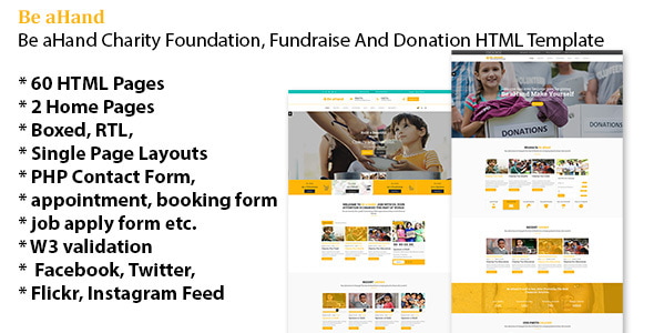 Be aHand Charity Foundation, Fundraise And Donation HTML Template - Charity Nonprofit