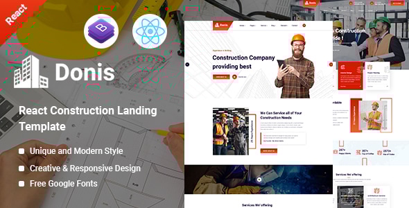 Donis - Construction React Template - Corporate Site Templates