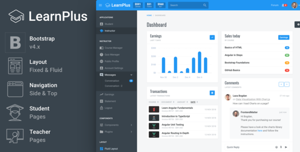LearnPlus - Learning Management Application - Admin Templates Site Templates