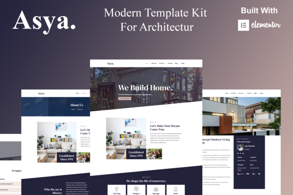 Asya - Modern Architecture Elementor Template Kit - Real Estate & Construction Elementor