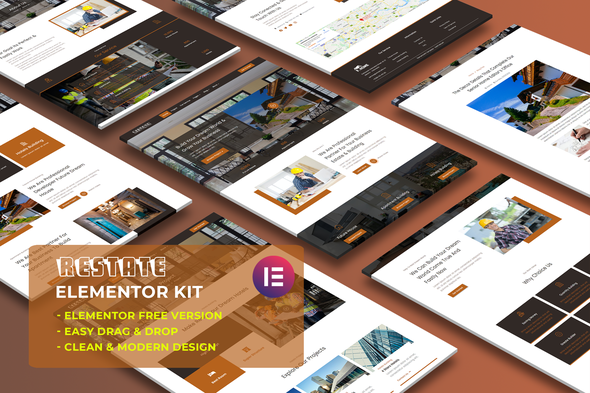 Restate - Construction Builder Elementor Template Kit - Real Estate & Construction Elementor