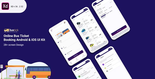 BusTick - Bus Booking Mobile UI Design - Business Corporate