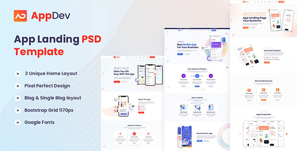 Appdev - App Landing PSD Template - Software Technology
