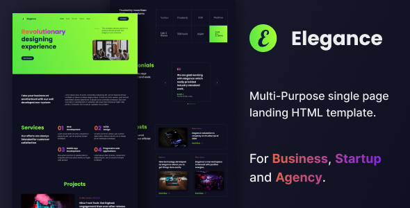 Elegance - Multi-Purpose HTML Landing Page - Creative Landing Pages