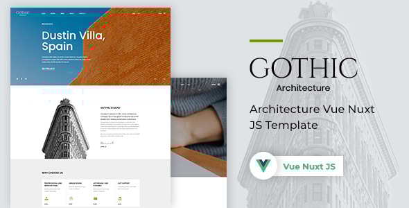 Vue JS Nuxt JS Architecture Website Template - Gothic - Business Corporate