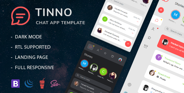 Tinno - Chat Platform HTML5 Template + Landing Page - Admin Templates Site Templates