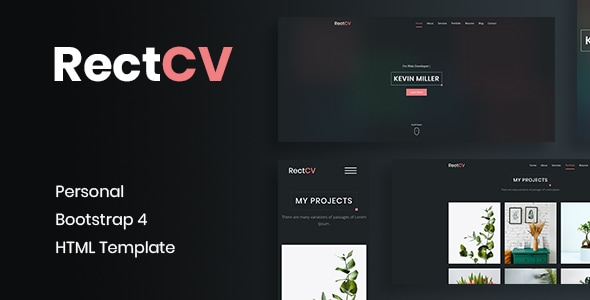 RectCV - Personal Bootstrap 4 HTML Portfolio Template - Personal Site Templates