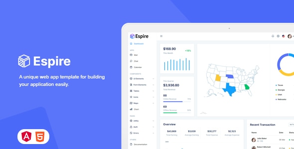 Espire - Bootstrap 5 Admin Template + Angular 14 - Admin Templates Site Templates