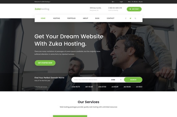 Zukahost – Domain & Web Hosting Template Kit - Business & Services Elementor