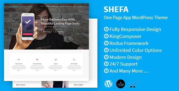 Shefa - One Page App WordPress Theme - Software Technology