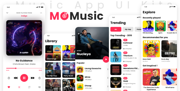 MO Music – App UI Design - Entertainment Adobe XD