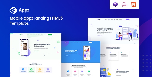 Appz - Mobile App landing HTML5 Template - Software Technology