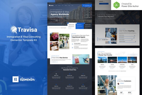 Travisa – Immigration & Visa Consulting Elementor Template Kit - Finance & Law Elementor