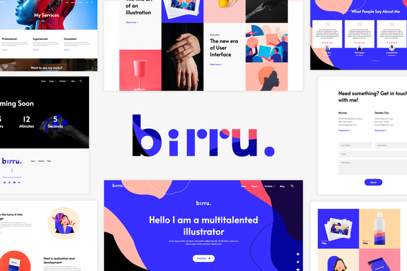 Birru - Simple Portfolio Elementor Template Kit - Creative & Design Elementor