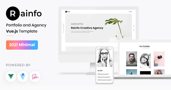 Rainfo - Vue JS Minimal Agency and Portfolio Template - Portfolio Creative