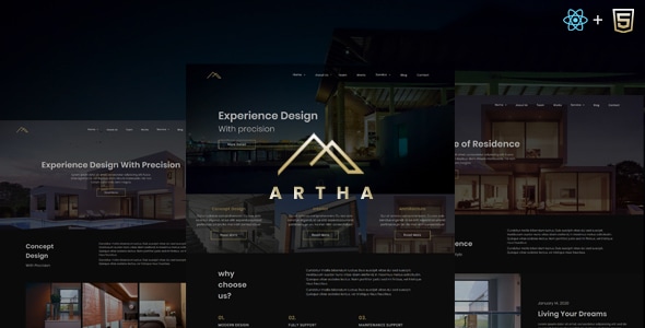 Artha - React Interactive Interior Template - Creative Site Templates
