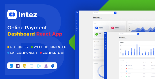 Intez - Payment Dashboard React +Nextjs App - Admin Templates Site Templates