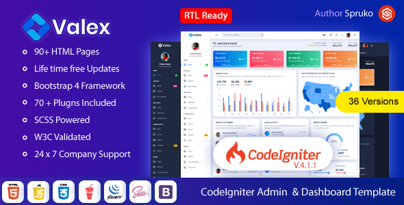 Valex – Codeigniter Admin panel Template - Admin Templates Site Templates