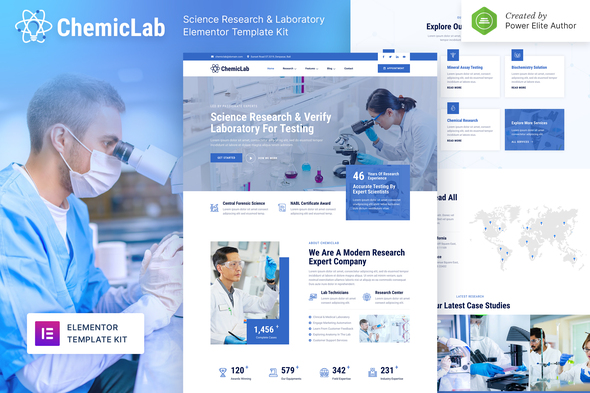 ChemicLab – Science Research & Laboratory Elementor Template Kit - Business & Services Elementor