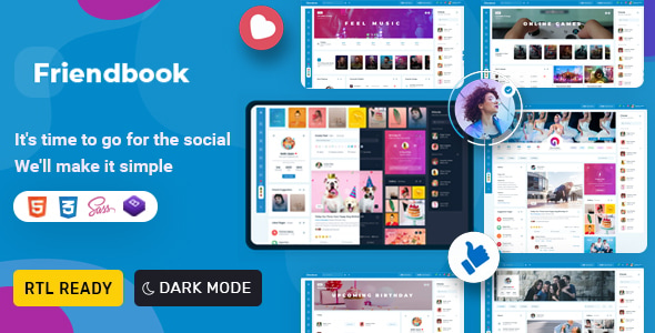 Friendbook - Social Network Online Community UI Toolkit Responsive Html ...