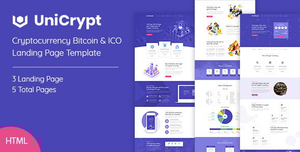 UniCrypt - Cryptocurrency Landing Page HTML Template - Site Templates