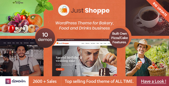 Justshoppe - Elementor Cake, Bakery & Food WordPress - Food Retail