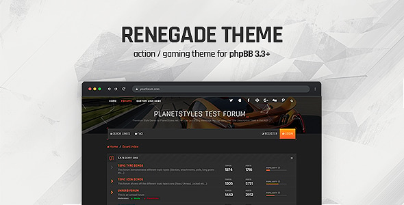 Renegade - Action / Gaming Responsive phpBB 3.3 Theme - PhpBB Forums