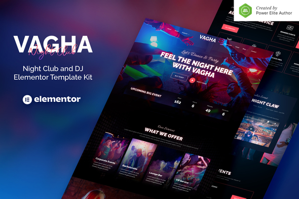 Vagha – Night Club & DJ Elementor Template Kit - Events & Entertainment Elementor