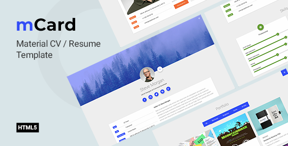 mCard - CV Resume HTML Template - Virtual Business Card Personal