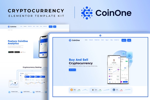 CoinOne - Cryptocurrency Elementor Template Kit - Finance & Law Elementor