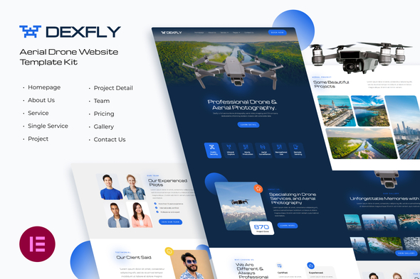Dexfly | Drone & Aerial Photography Elementor Template Kit - Photography Elementor