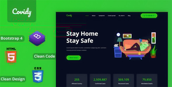 Covidy - Responsive Onepage HTML Template - Site Templates