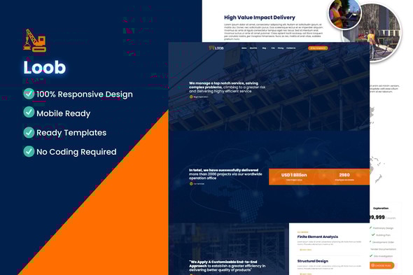 Loob - Engineering Elementor Template Kit - Real Estate & Construction Elementor