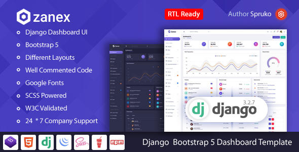 Zanex – Django Bootstrap 5 Dashboard Template - Admin Templates Site Templates