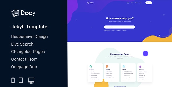 Docy - Documentation And Knowledge Base Jekyll Template - Jekyll Jamstack