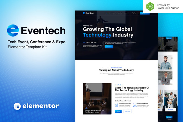 Eventech – Tech Event Conference & Expo Elementor Template Kit - Events & Entertainment Elementor