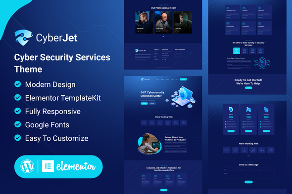 CyberJet - Web Security Elementor Template Kit - Technology & Apps Elementor