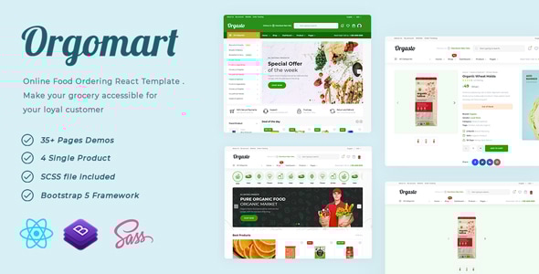 Orgomart - Online Grocery Ordering React Template - Food Retail
