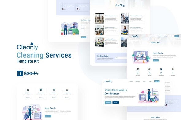 Cleanly - Cleaning Service Elementor Template Kit - Business & Services Elementor