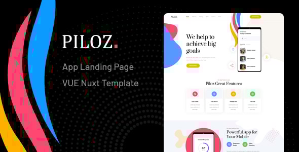Piloz - Vue Nuxt App Landing Page Template - Software Technology
