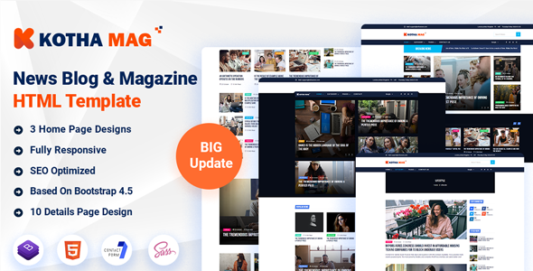 Kotha Mag - News Blog & Magazine HTML themplate - Creative Site Templates