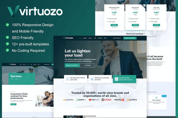 Virtuozo - Virtual Assistant Service Elementor Template Kit - Business & Services Elementor