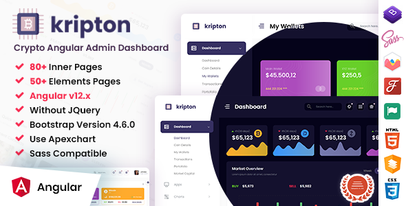 Kripton - Crypto Admin Angular Dashboard Template - Admin Templates Site Templates
