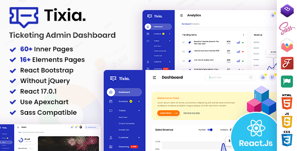 Tixia - No jQuery, Ticketing Pure React Admin Dashboard Template - Admin Templates Site Templates