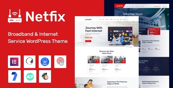 Netfix – Broadband & Internet Services WordPress Theme + RTL - Technology WordPress