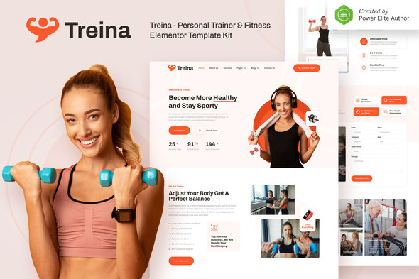 Treina – Personal Trainer & Fitness Elementor Template Kit - Sport & Fitness Elementor